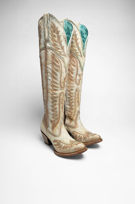 A4212 Ladies Western Boots White