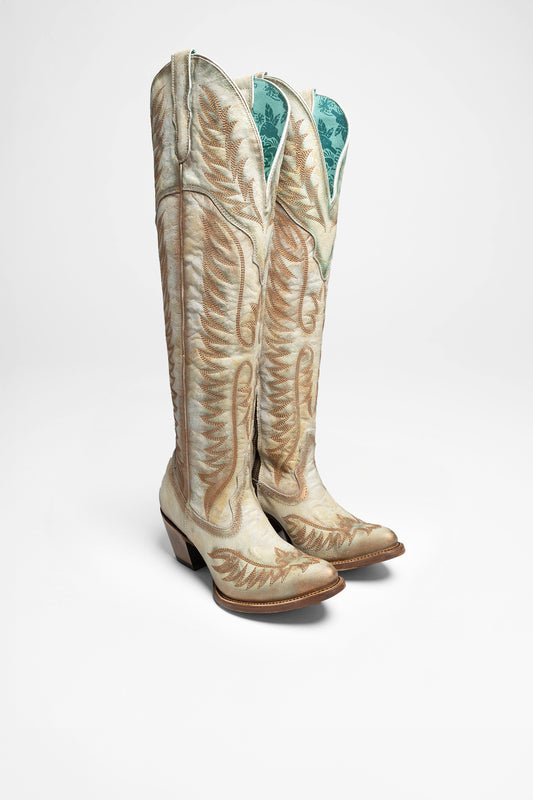 A4212 Ladies Western Boots White