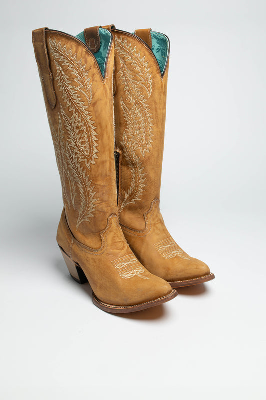 A4216 Ladies Western Boots Brown