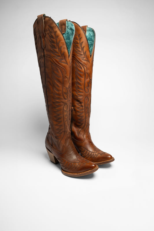 E1507 Ladies Western Boots Brown