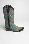 L5869 Ladies Western Boots Blue Thumbnail