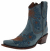 L5874 Ladies Western Ankle Boots Blue Thumbnail