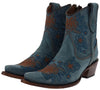 L5874 Ladies Western Ankle Boots Blue Thumbnail