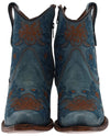 L5874 Ladies Western Ankle Boots Blue Thumbnail
