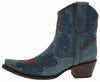 L5874 Ladies Western Ankle Boots Blue Thumbnail