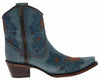 L5874 Ladies Western Ankle Boots Blue Thumbnail