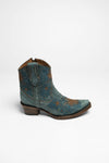 L5874 Ladies Western Ankle Boots Blue Thumbnail