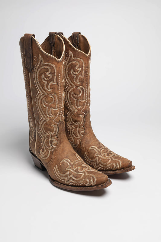 L5893 Ladies Western Boots Brown