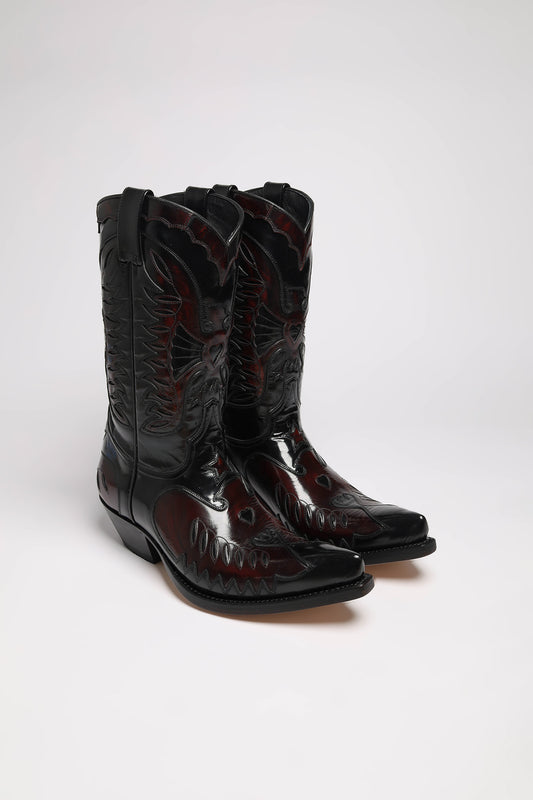 MARCOS Herren Westernstiefel - Schwarz Rot