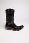 MARCOS Men's Western Boots - Black Red Thumbnail