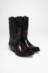 MARCOS Men's Western Boots - Black Red Thumbnail