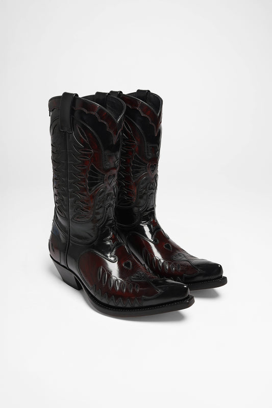 MARCOS Men's Western Boots - Black Red