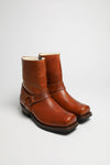 ROADSIDE MERINO Brown Biker Ankle Boots - Lambskin Lining &amp; Rubber Sole Thumbnail