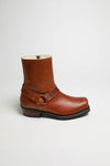 ROADSIDE MERINO Brown Biker Ankle Boots - Lambskin Lining &amp; Rubber Sole Thumbnail