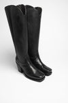 17384 LAYA Damen Lederstiefel Schwarz Thumbnail