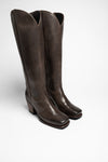 17384 LAYA ladies leather boots brown Thumbnail