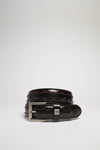 FG0817 Leather Belt Black Red Thumbnail