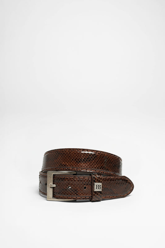 FG5855 Python Brown Leather Belt