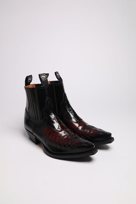 18677 CUERVO Western ankle boots black red