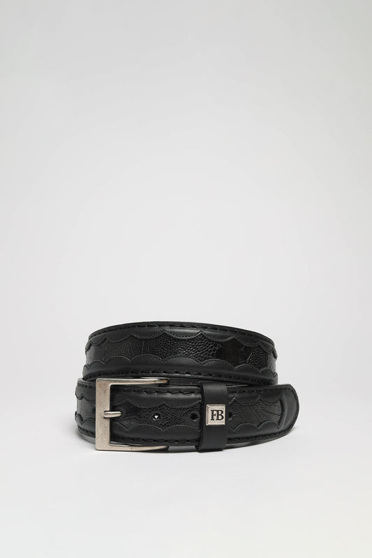 FG0815 Leather Belt Black - Avestruz