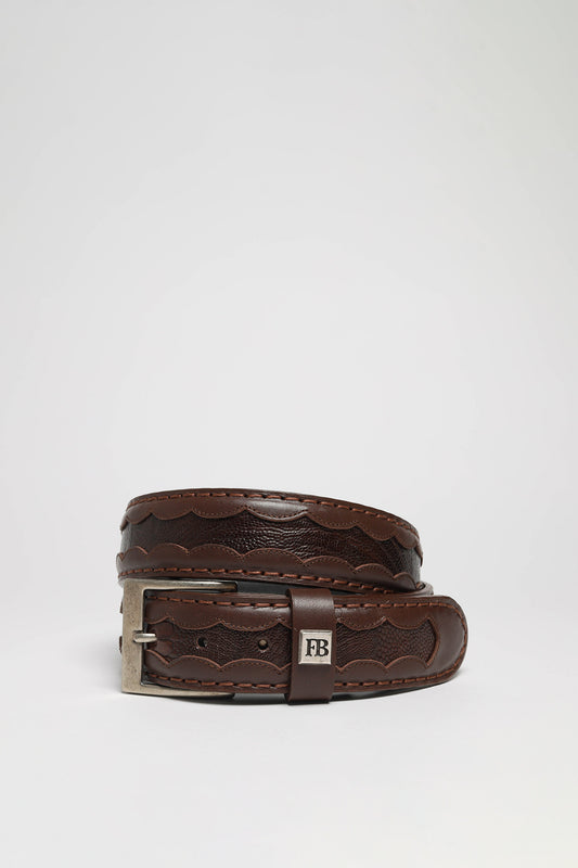 FG0815 Leather Belt Brown - Avestruz