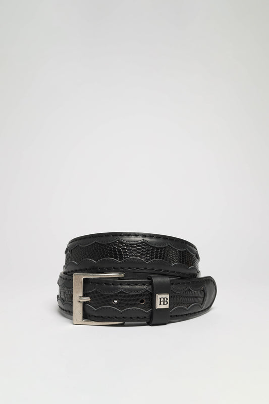 FG0815 Iguana Leather Belt Black - Lizard