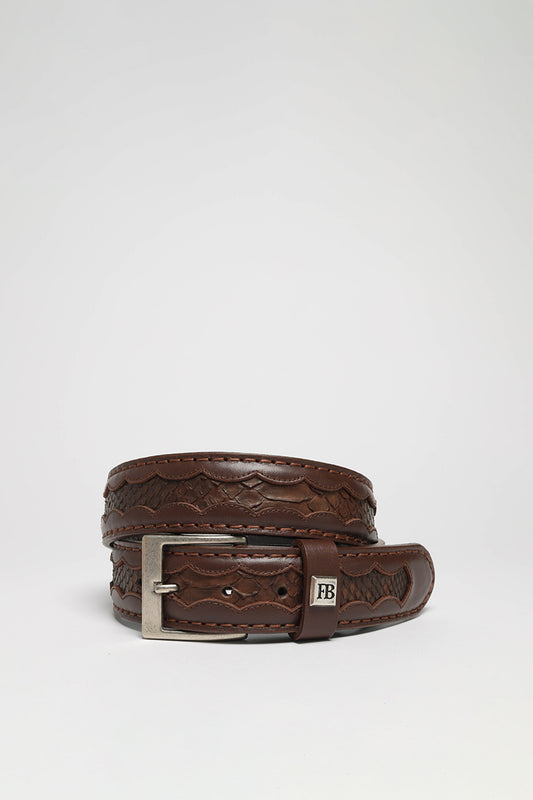 FG0815 Brown Leather Belt - Python