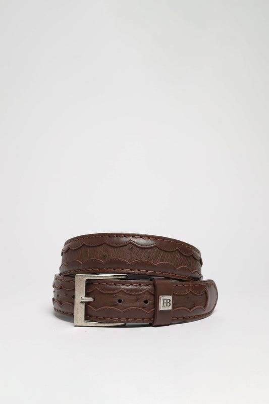 FG0815 Leather Belt Brown - Avestruz