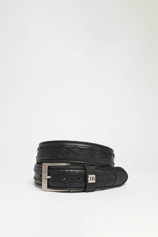 FG0815 Leather Belt Black - Avestruz